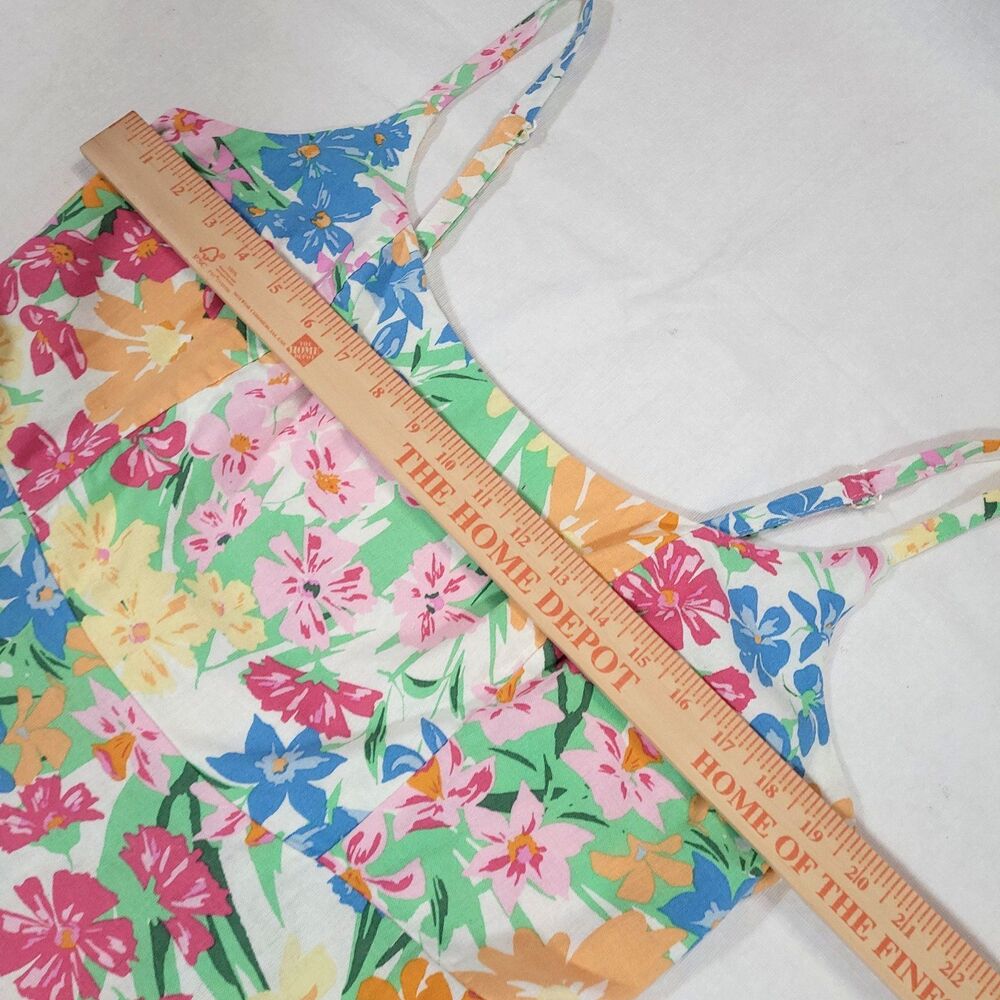 Floral Hawaiian linen sun Dress old navy XL Round Neck Smocked‎ Stretch Pockets - Picture 7 of 14